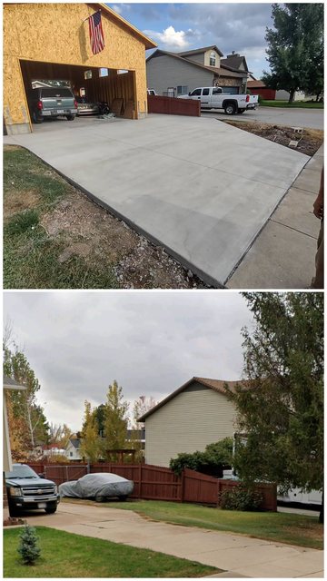 An RV pad and extra parking poured alongside a driveway